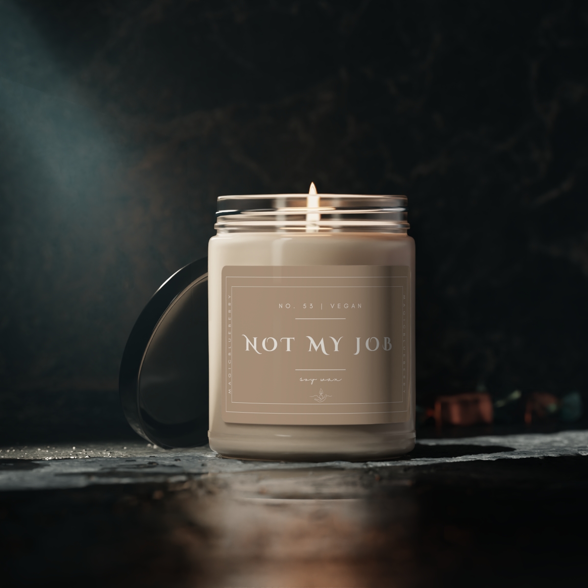 Not My Job - Scented Soy Wax Candle | Clear Jar | Vegan Clean Cotton Candle | Coconut Soy Candle 9oz | Positive Quote Candle product thumbnail image