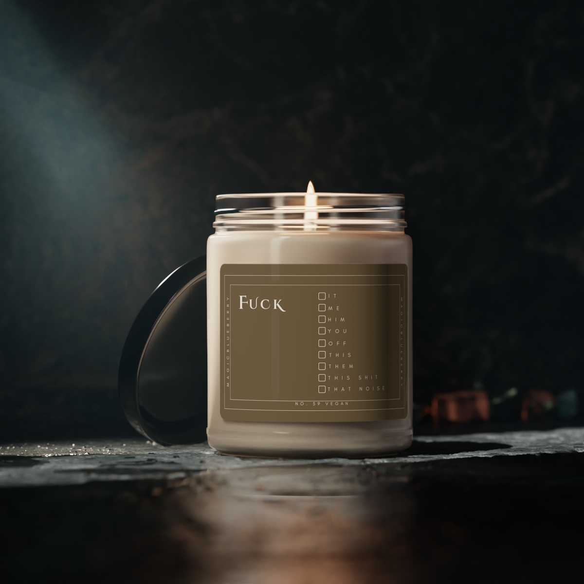 Fuck This - Scented Soy Wax Candle | Clear Jar | Vegan Clean Cotton Candle | Coconut Soy Candle 9oz | Positive Quote Candl product thumbnail image
