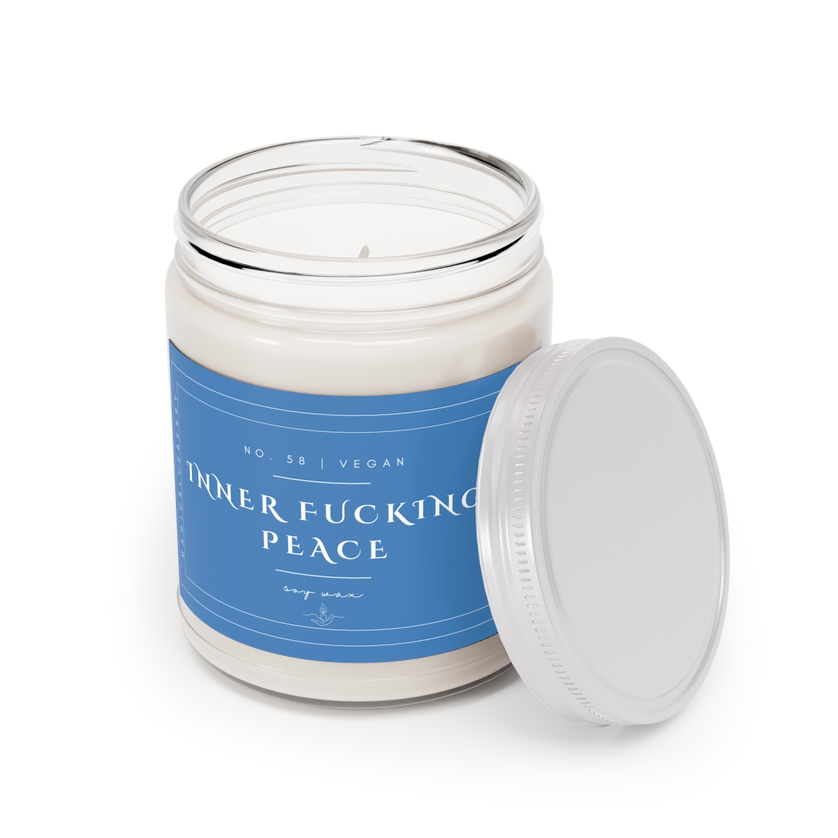 Inner Fucking Peace - Scented Soy Wax Candle | Clear Jar Candle | Vegan Sea Breeze Soy Candle | Coconut Candle | Positive Quote product thumbnail image