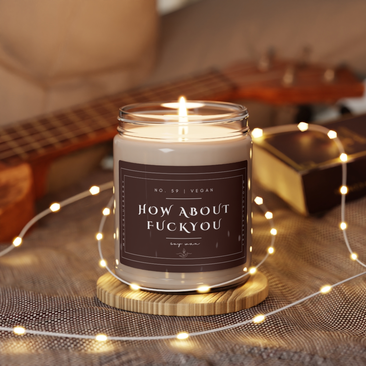 Fuck You - Scented Soy Wax Candle | Clear Jar | Vegan Sea Salt+Orchid Soy Candle | Coconut Soy Candle 9oz | Positi product thumbnail image