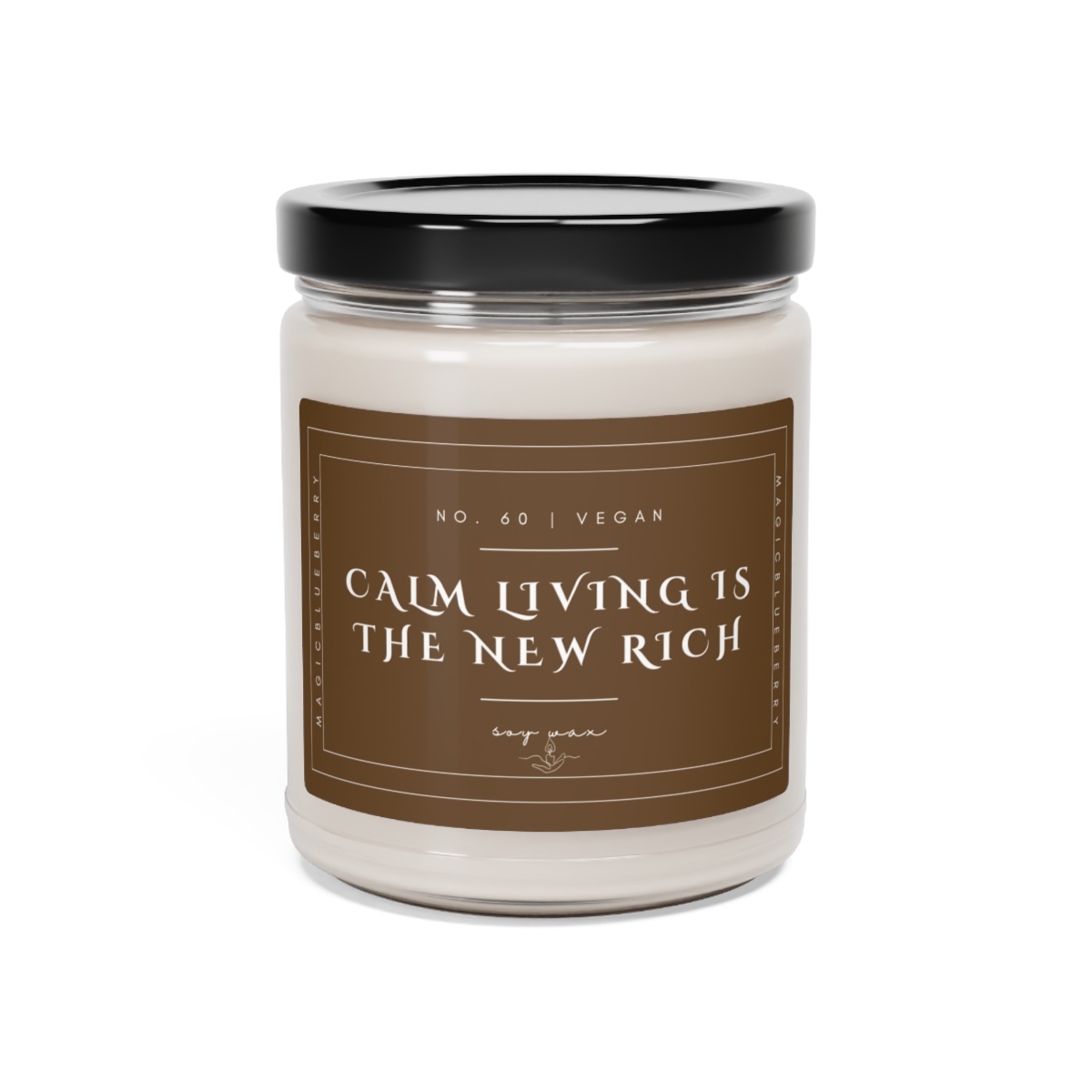 Calm Living - Scented Soy Wax Candle | Clear Jar | Vegan Clean Cotton Candle | Coconut Soy Candle | Positive Quote Candle product thumbnail image