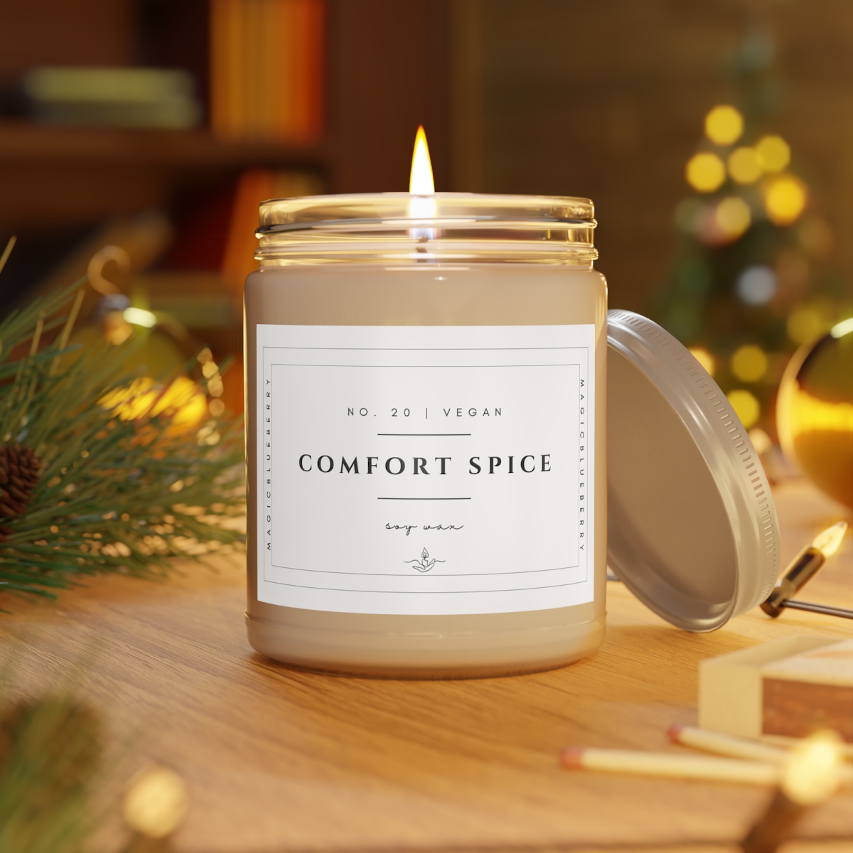 Comfort Spice-Scented Soy Wax Candle | Clear Jar Candle | Vegan Soy Candle | Coconut Soy Candle9oz | Manifestation | Aromatherapy  product main image