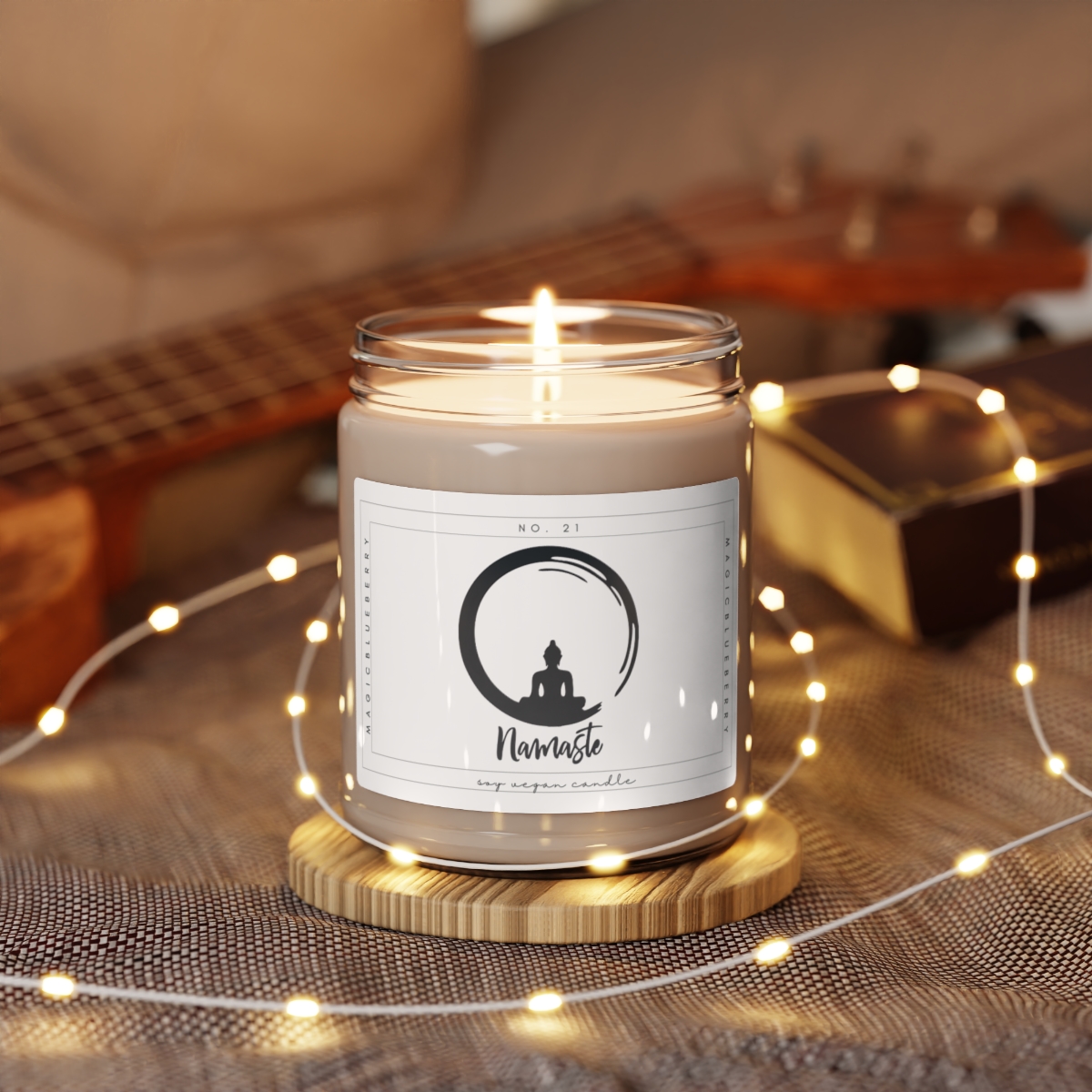 Namaste - Scented Vegan Soy Wax Candle Clear Jar Candle, Spell Candle, Sassy Candle Vegan Candle Cotton Wick Candle Home Deco product thumbnail image