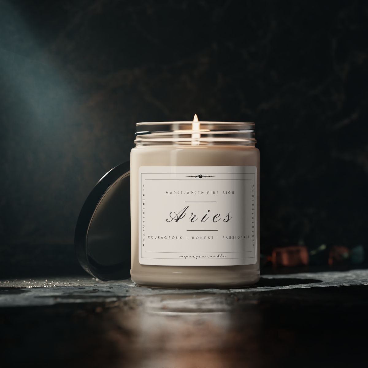 Aries - Scented Vegan Soy Wax Candle Clear Jar Candle, Spell Candle, Sassy Candle Vegan Candle Cotton Wick Candle Home Deco product thumbnail image
