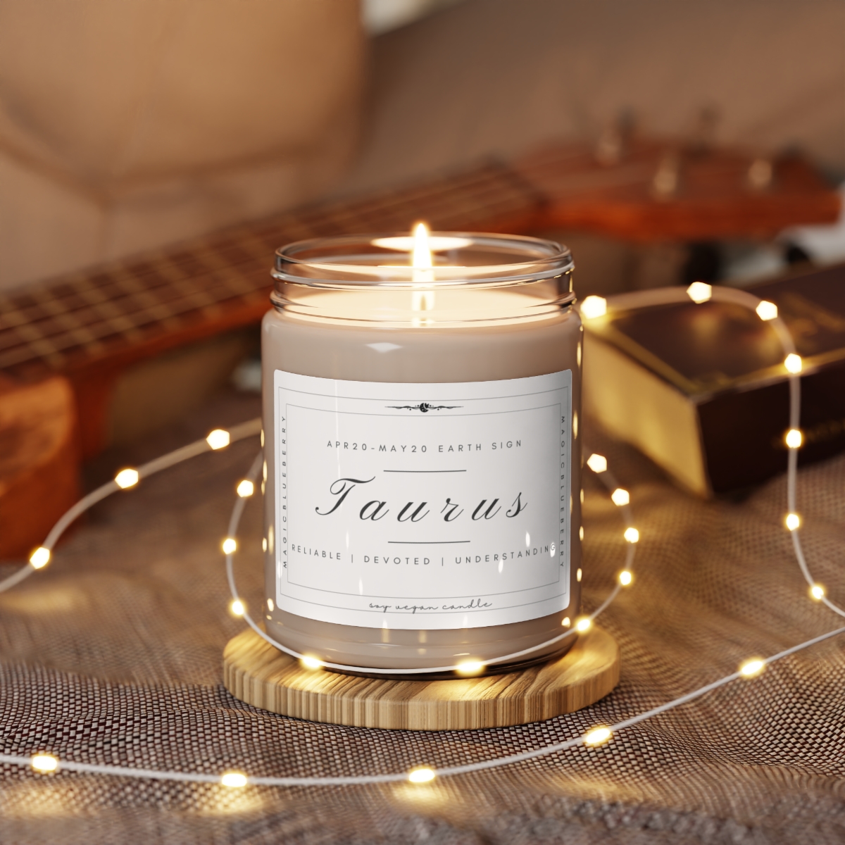 Taurus - Scented Vegan Soy Wax Candle Clear Jar Candle, Spell Candle, Sassy Candle Vegan Candle Cotton Wick Candle Home Deco product main image
