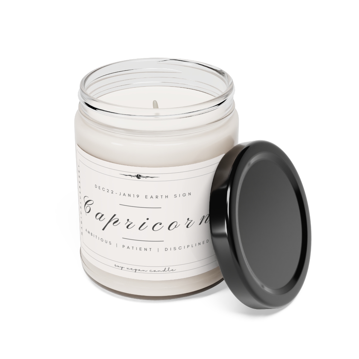 Capricorn - Scented Vegan Soy Wax Candle Clear Jar Candle, Spell Candle, Sassy Candle Vegan Candle Cotton Wick Candle Home Deco product thumbnail image