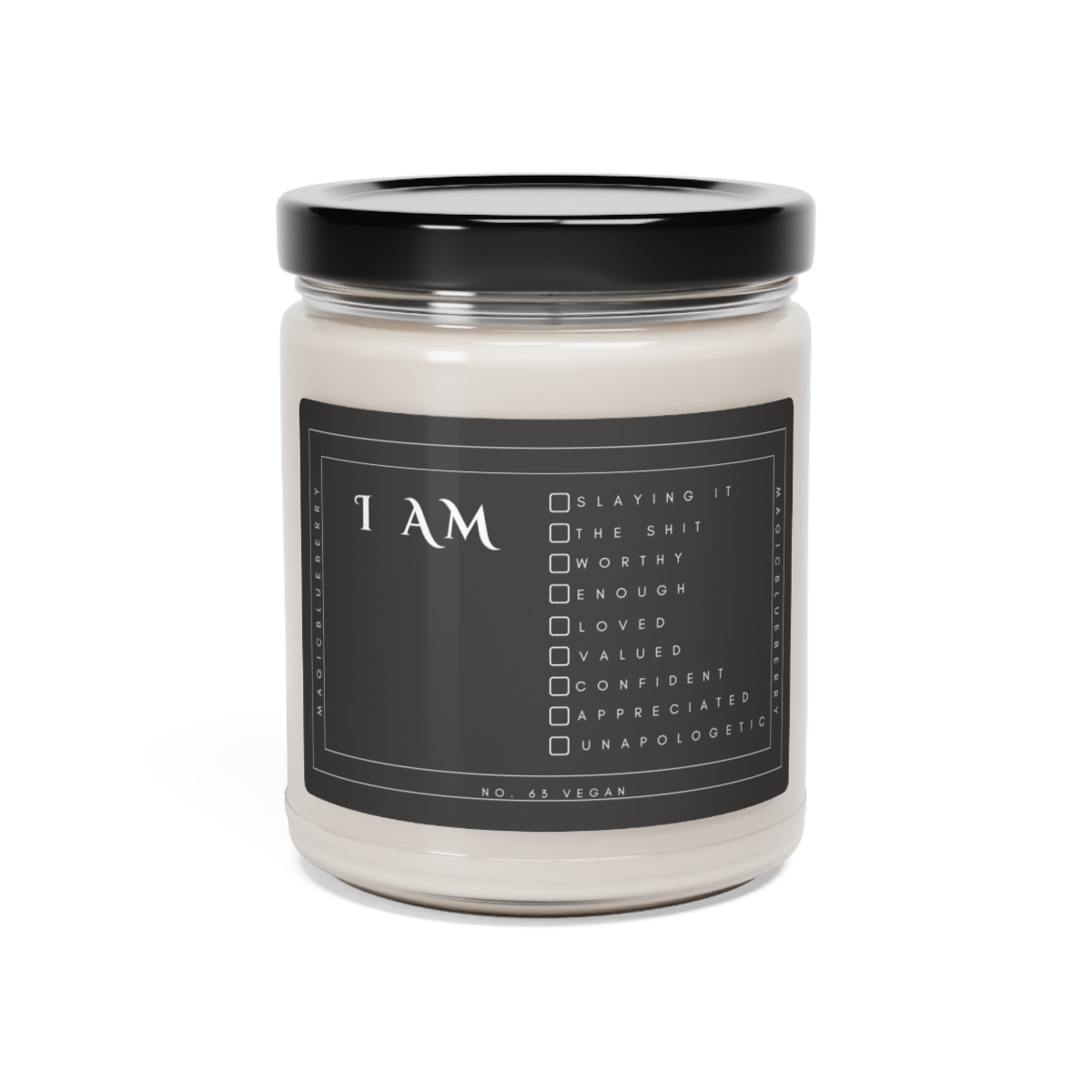 I AM, Scented Vegan Soy Wax Candles, Clear Jar Candle, Spell Candles, Sassy Candle, Vegan Candle, Cotton Wick Candle, Home Deco product thumbnail image