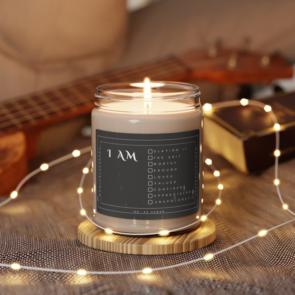 I AM, Scented Vegan Soy Wax Candles, Clear Jar Candle, Spell Candles, Sassy Candle, Vegan Candle, Cotton Wick Candle, Home Deco product thumbnail image