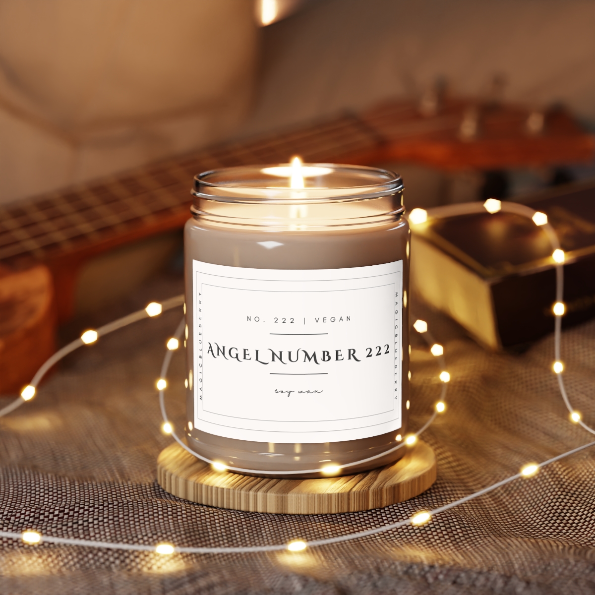 Angel number222 Scented Vegan Soy Wax Candle Clear Jar Candle, Spell Candle, Sassy Candle Vegan Candle Cotton Wick Candle Home Decor Candle product thumbnail image
