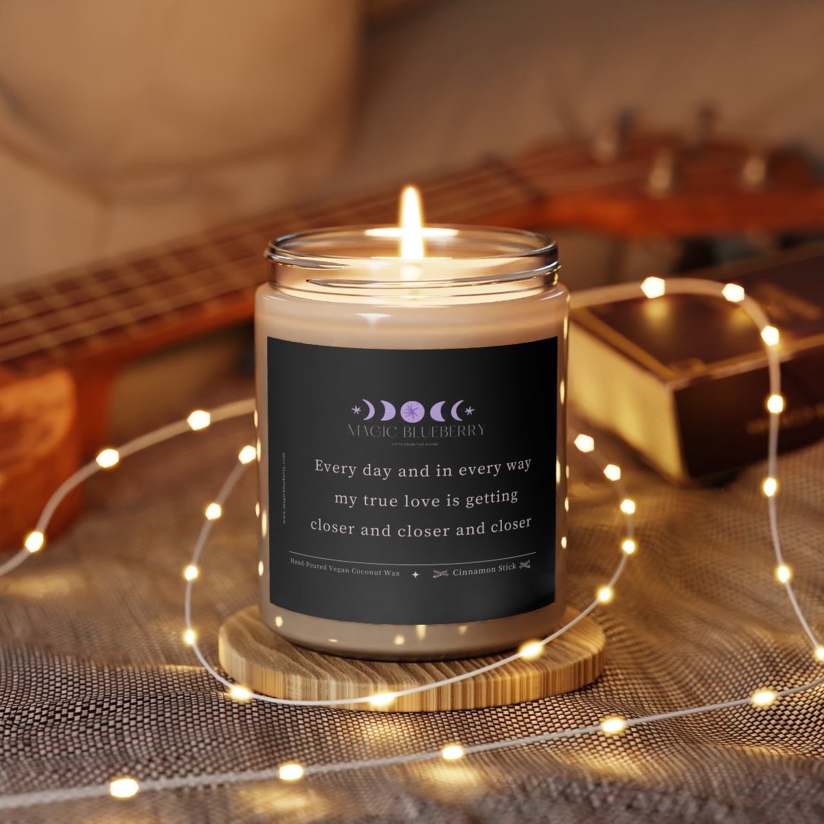 My True Love-Scented Soy Wax Candle | Clear Jar | Vegan Candle | Coconut Soy Candle 9oz | Manifestation Quote | Aroma Therapy product thumbnail image