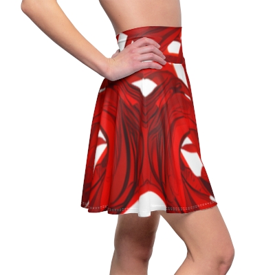 Chaos Walking: Women's Skater Skirt in Abstract Red & White