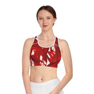 Chaos Walking: Sports Bra in Abstract Red & White