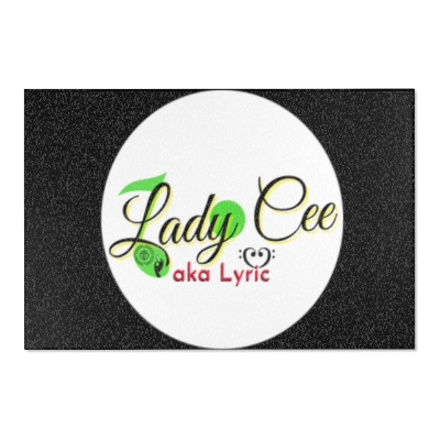 Lady Cee Lyric Logo w/ Black background Area Rugs in Various Sizes