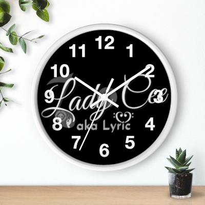 Lady Cee Lyric Logo Wall clock w/ White Numbers