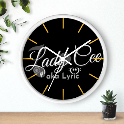 Lady Cee Lyric Logo Wall clock w/ Yellow Lines
