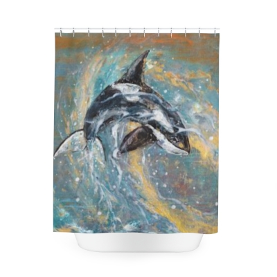 Orca Polyester Shower Curtain