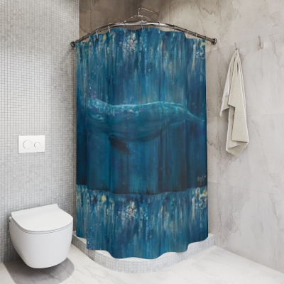 Blue Whale Polyester Shower Curtain
