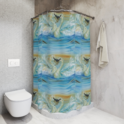 Swan Polyester Shower Curtain