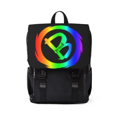 Casual Shoulder Backpack Rainbow B proud Black Flap