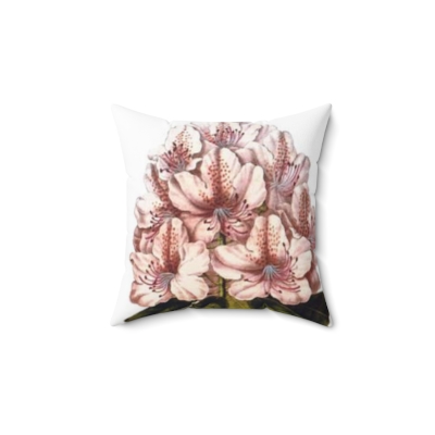 14" x 14" Faux Suede Pillow - "Antique Plants by Unknown Hands" - Flower cluster of Rhododendron carneum elegantissimum 