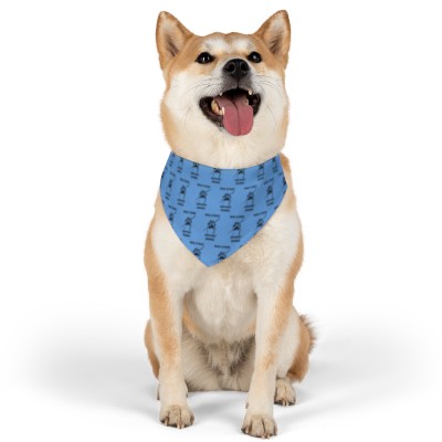 WGA Strike Support Animal Tiled Light Blue Bandana Collar 