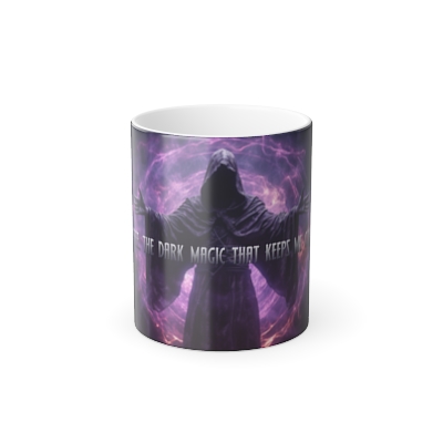 "Coffee, the black magic that keeps me going" Color Morphing Mug, 11oz (Includes game) Path of the Necromancer 