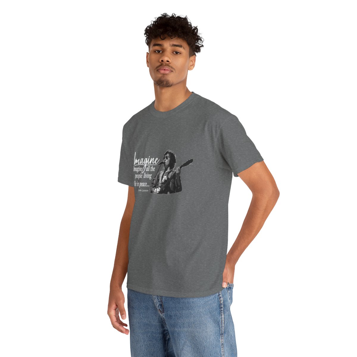 John Lennon's Imagine on a Dark Cotton T-shirt product thumbnail image