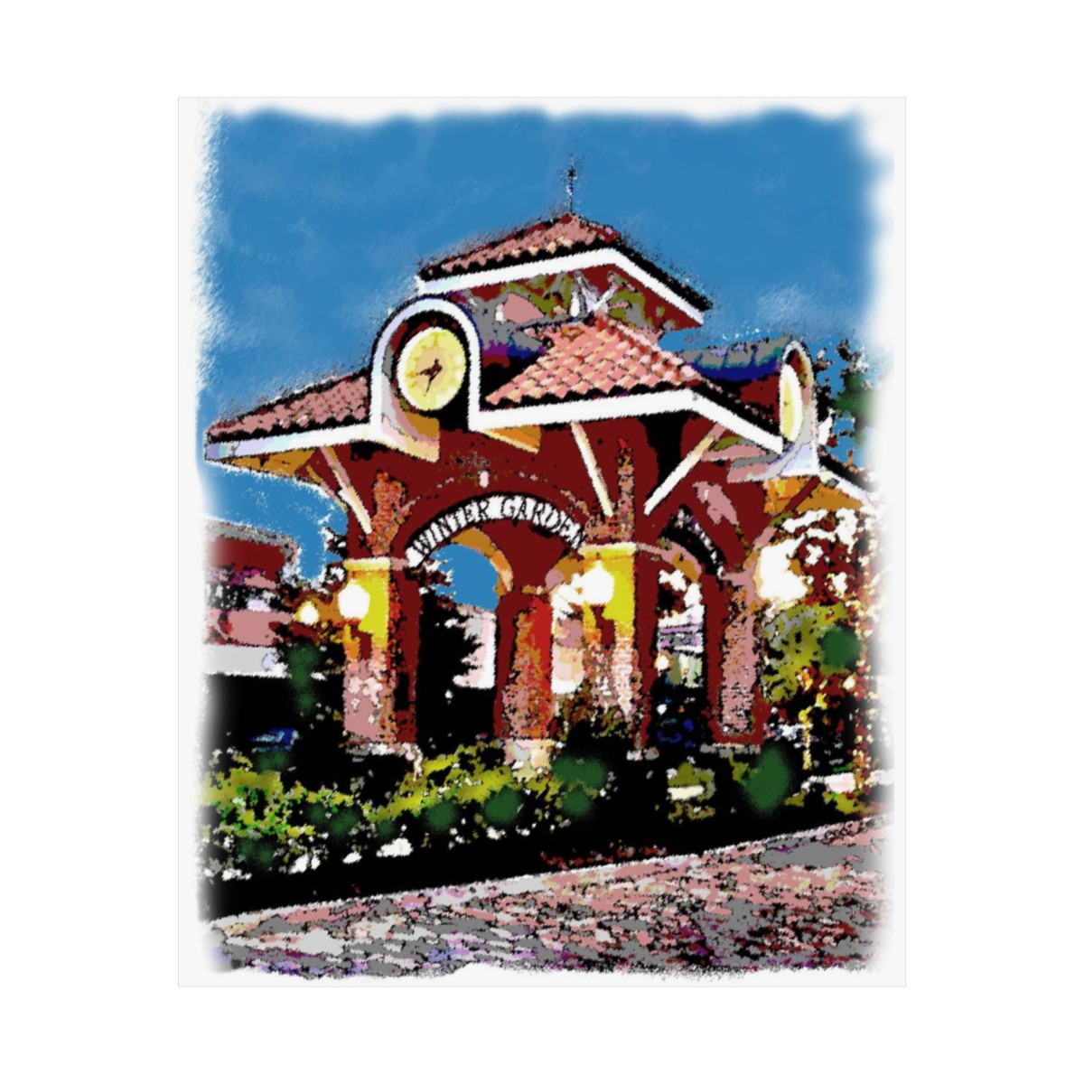 Downtown Winter Garden Clock Tower Art Print On Premium Matte Paper product thumbnail image