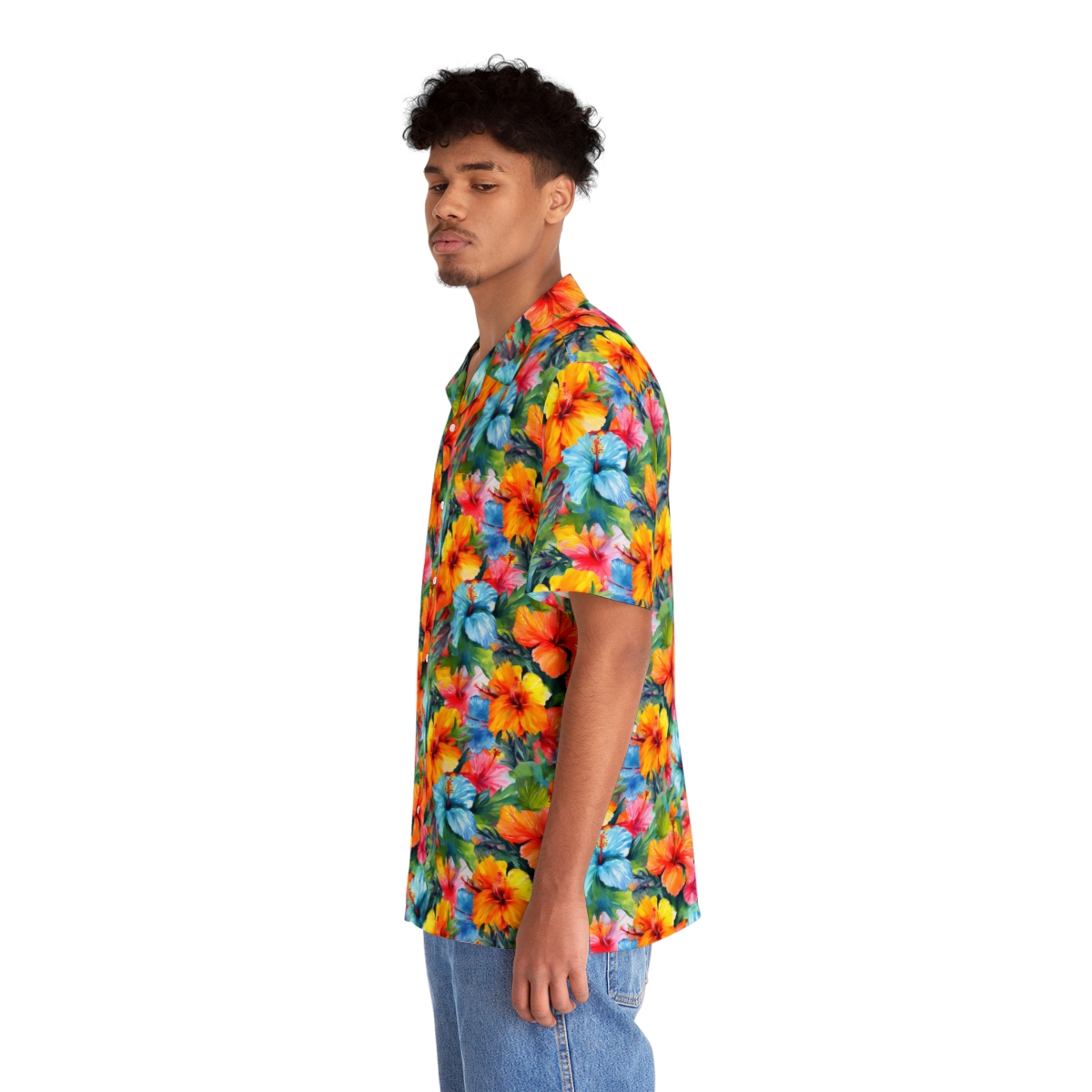 Watercolor Hibiscus (Light III) Men's Aloha Shirt product thumbnail image