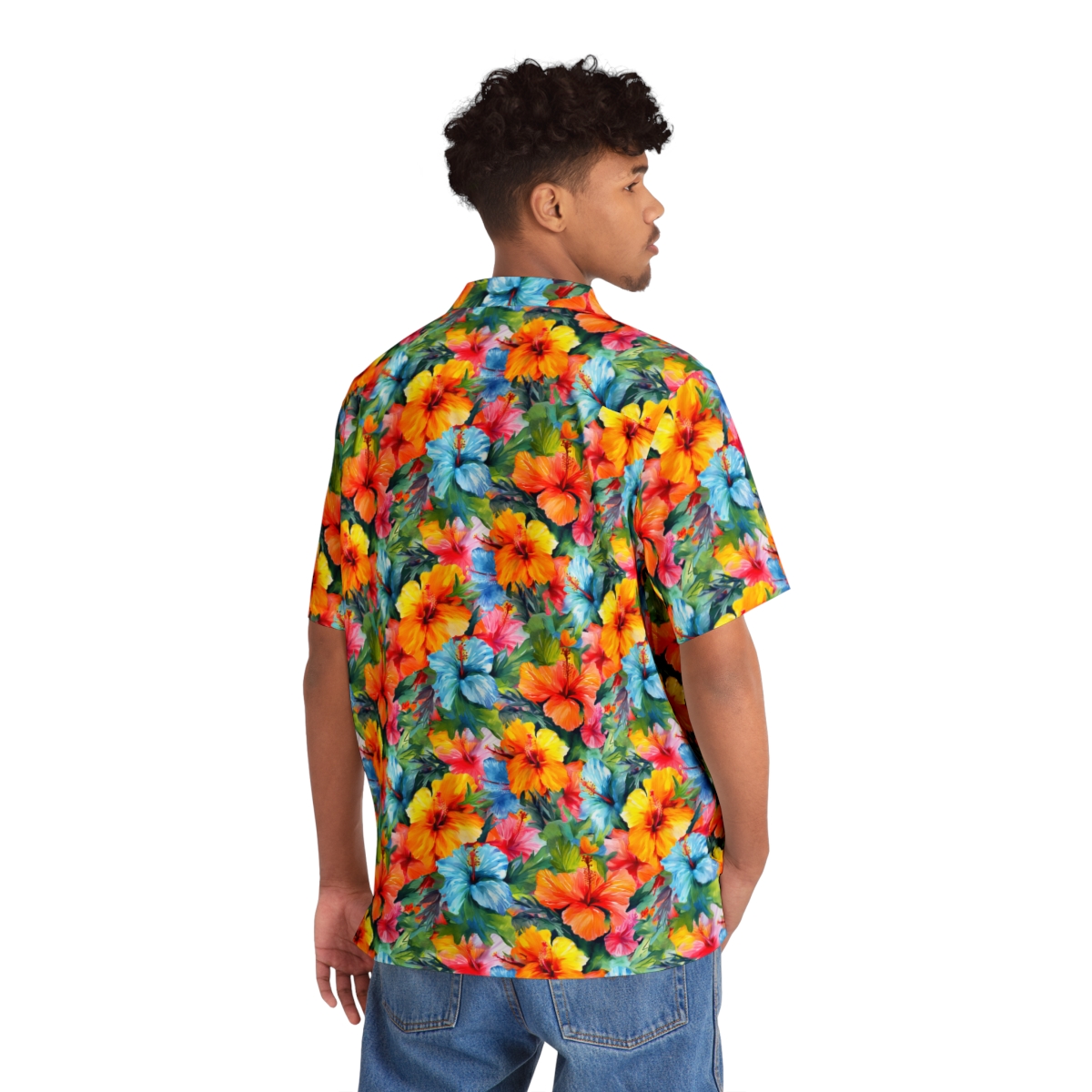 Watercolor Hibiscus (Light III) Men's Aloha Shirt product thumbnail image