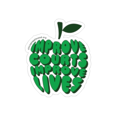Transparent Die-Cut Sticker | Improve Courts Improve Lives Apple Design (Dark Green)