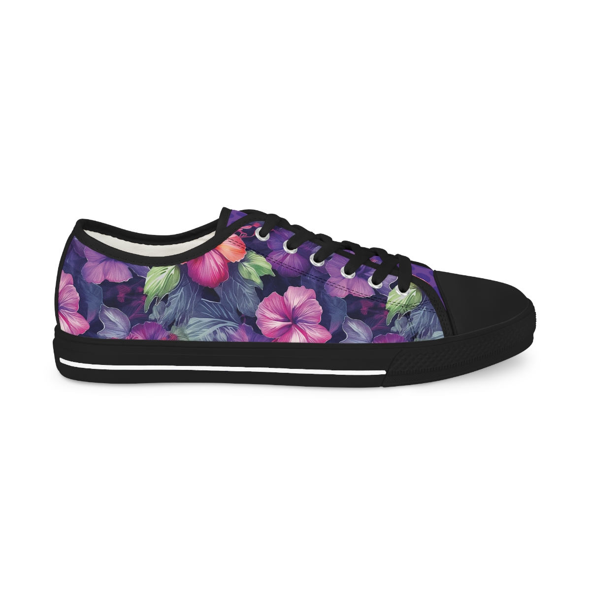 Watercolor Hibiscus Flowers (Dark #1) Men's Low-Top Sneakers product thumbnail image