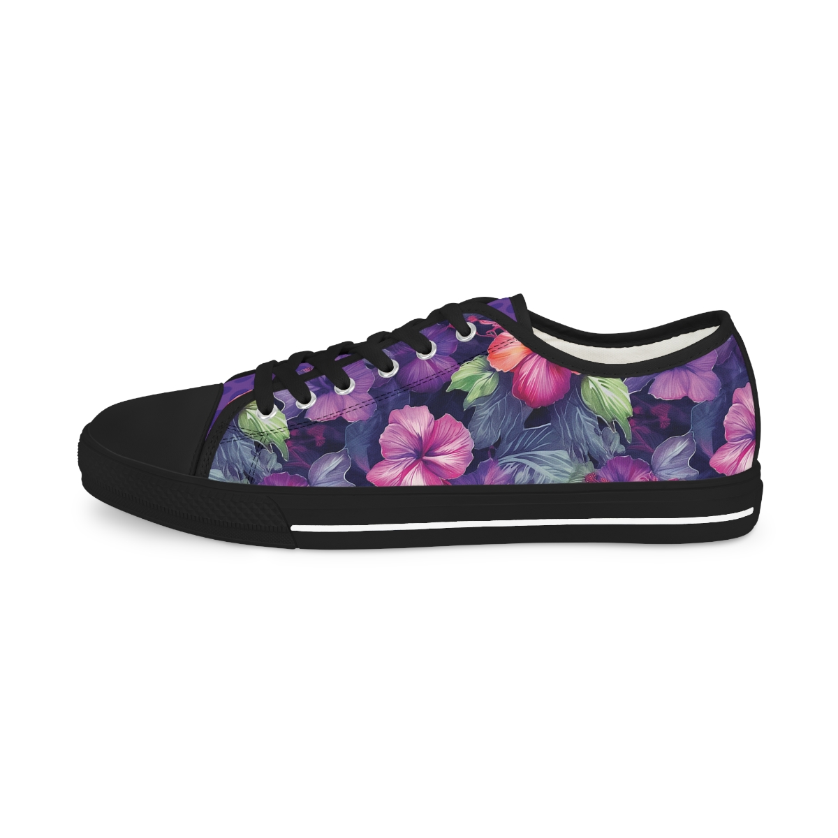 Watercolor Hibiscus Flowers (Dark #1) Men's Low-Top Sneakers product thumbnail image