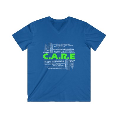 "We C.A.R.E." Men's Fitted V-Neck Short Sleeve Tee