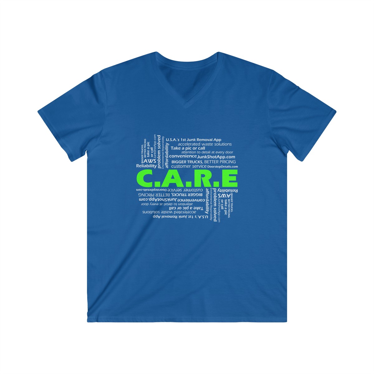 "We C.A.R.E." Men's Fitted V-Neck Short Sleeve Tee product main image