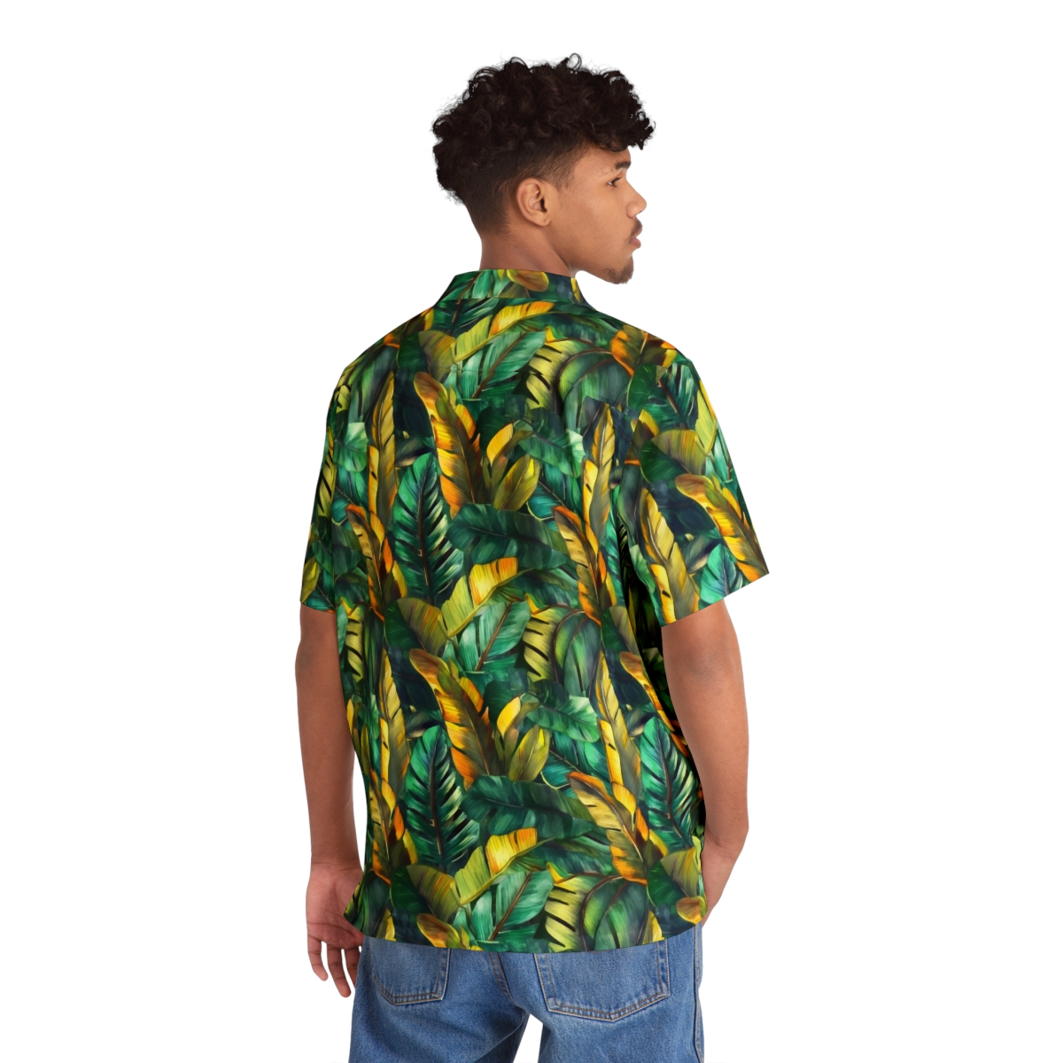 Watercolor Banana Leaves (Dark) Aloha Shirt product thumbnail image