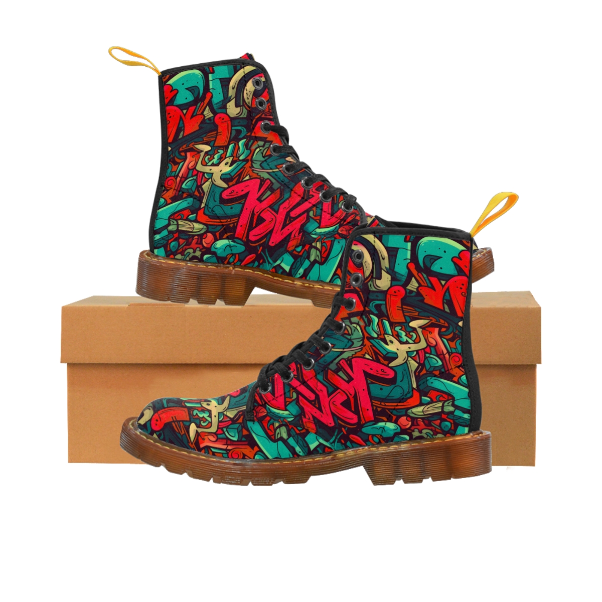 Graffiti Wildstyle (Red & Cyan) Men's Canvas Boots product main image