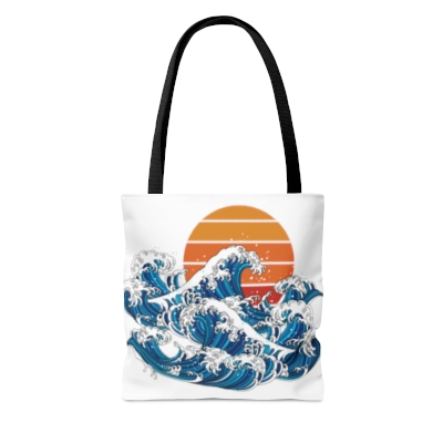 Day at the Beach Tote Bag, Colorful Wave Tote Bag, Beach Tote Bag, Retro Sun Beach Bag