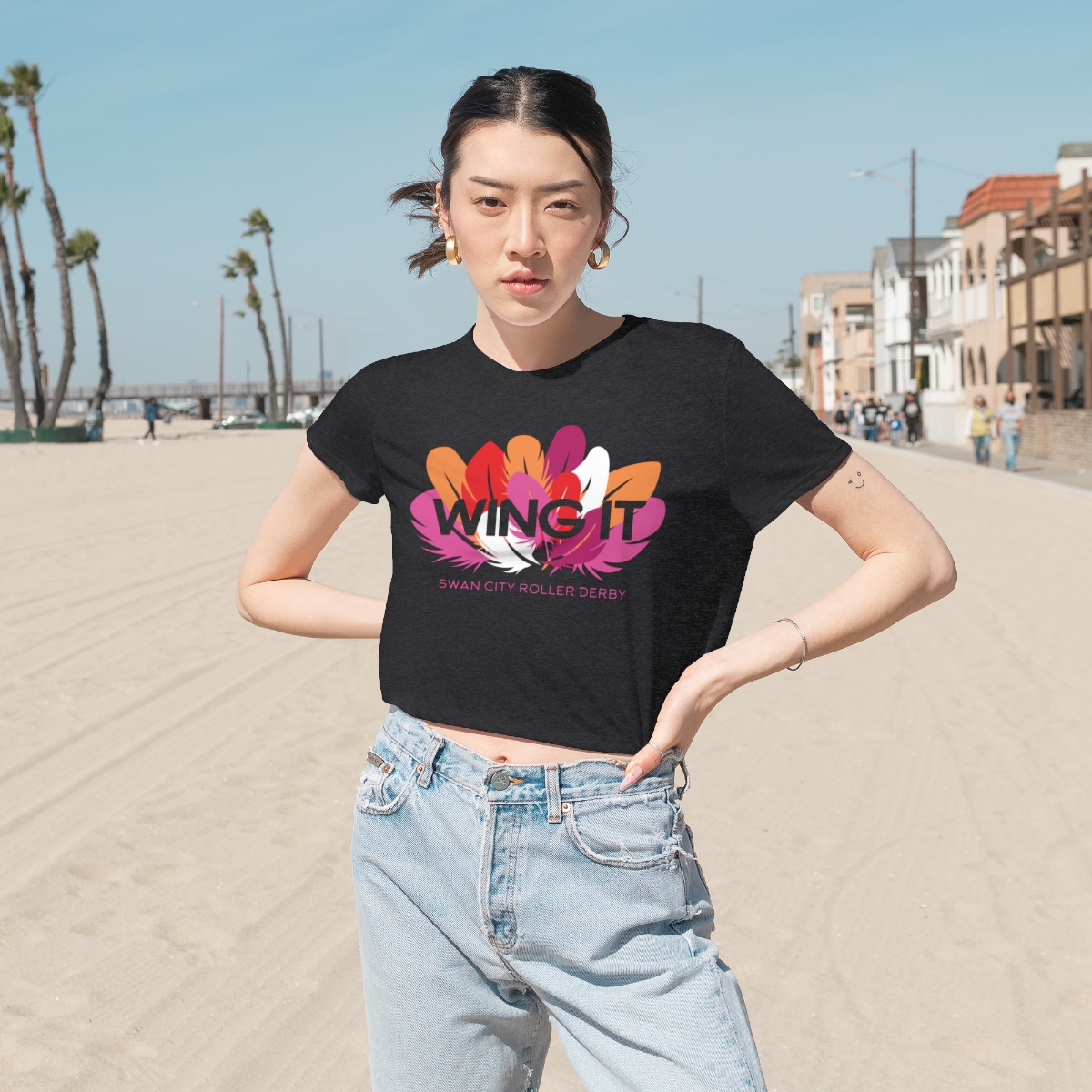WING IT Lesbian Pride Crop Top product thumbnail image