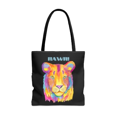 Colorful Lion Tote Bag, Lion Tote Bag, Rawr! Lion Tote Bag, Fun Lion Tote Bag