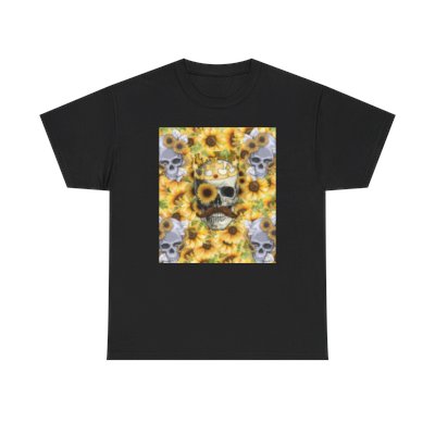 Unisex Skull Sunflowers Heavy Cotton Tee
