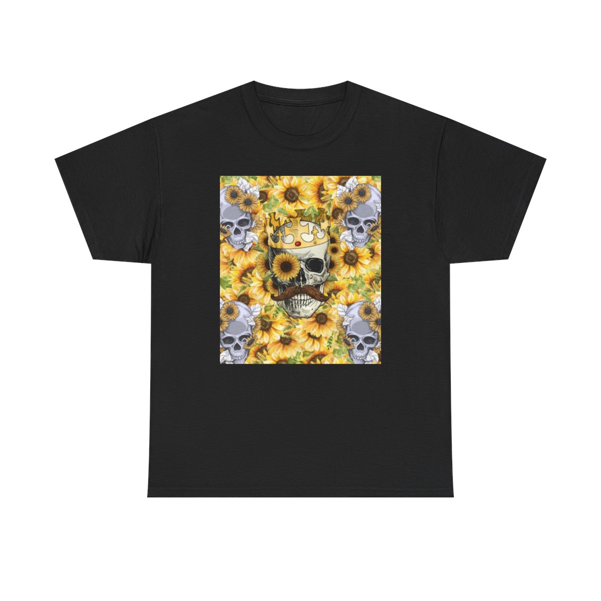 Unisex Skull Sunflowers Heavy Cotton Tee product thumbnail image