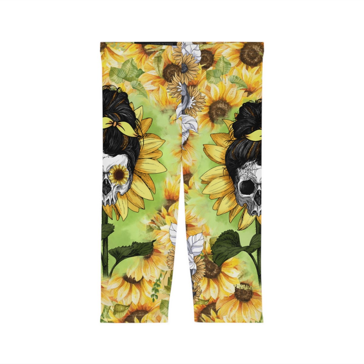Women’s Capri Skull Sunflower Leggings (AOP) product thumbnail image