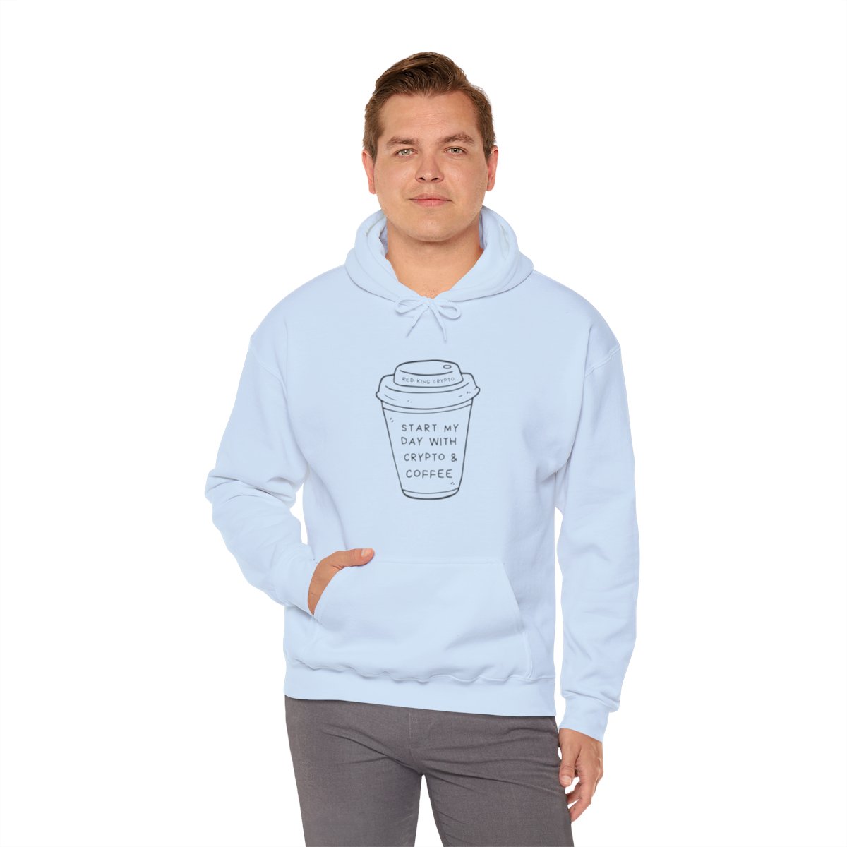 Start my Day with Crypto and Coffee - Unisex Heavy Blend™ Hooded Sweatshirt product thumbnail image