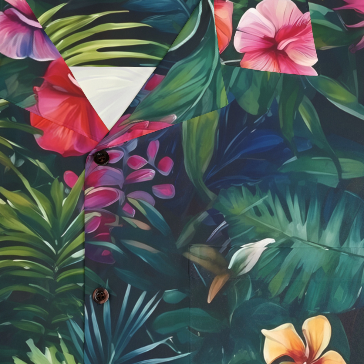 Watercolor Tropical Jungle (Dark 1) Men's Aloha Shirt product thumbnail image