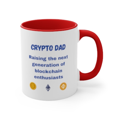 Crypto Dad - Raising the Next Generation of Blockchain Enthusiasts - Accent Coffee Mug, 11oz