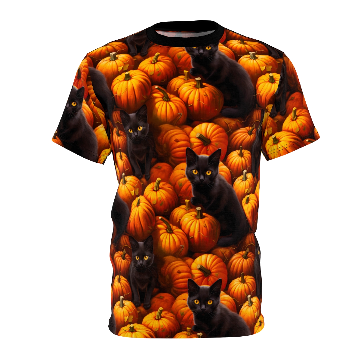 Black Kittens in the Pumpkin Patch Unisex T-Shirt product thumbnail image