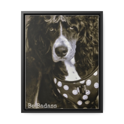 Be Baddass 11 x 14 Gallery Canvas Wrap, 80's Rock Dog Canvas Wrap, Dog Canvas Wrap, Bernedoodle Canvas Wrap, Rock on Canvas Wrap 
