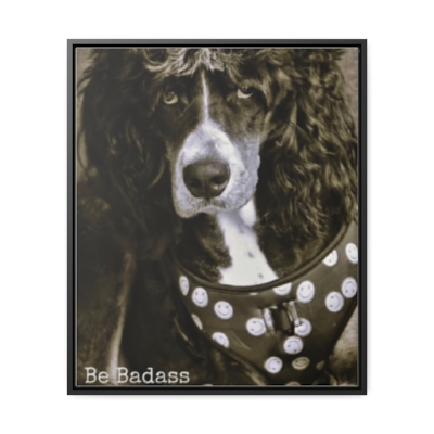Be Badass 20 x 14 Gallery Canvas Wrap, 80's Rock Dog Canvas Wrap, Dog Canvas Wrap, Bernedoodle Canvas Wrap, Rock on Canvas Wrap 