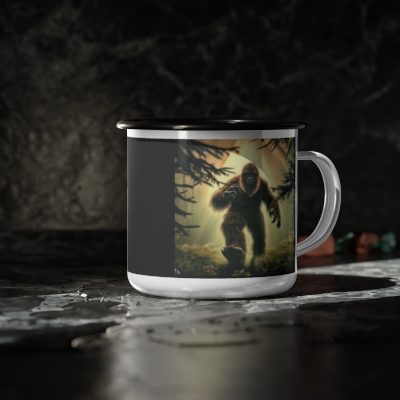 Bigfoot Exists. Bigfoot Enthusiasts Will Love This Camping Coffee Mug. Perfect Gift For Bigfoot Enthusiasts, Durable Enamel Camp Cup